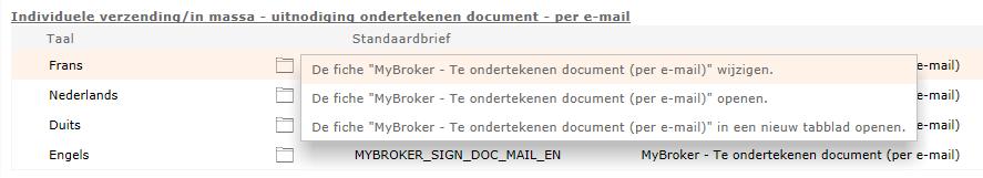 Er vertrekt automatisch een e-mail naar uw klant om hem op de hoogte te brengen dat er in MyBroker een document wacht op ondertekening.