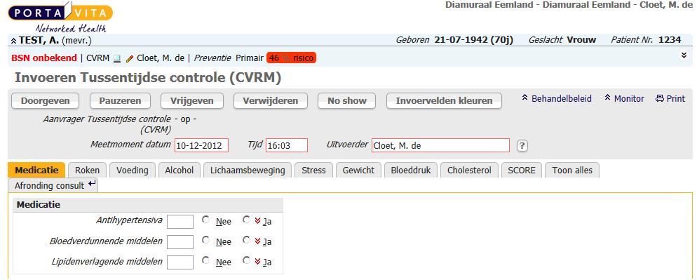 No Show Bij tussentijdse controle kan, nadat deze geopend is (invoeren) op No Show geklikt worden. Geef duidelijk de reden aan.