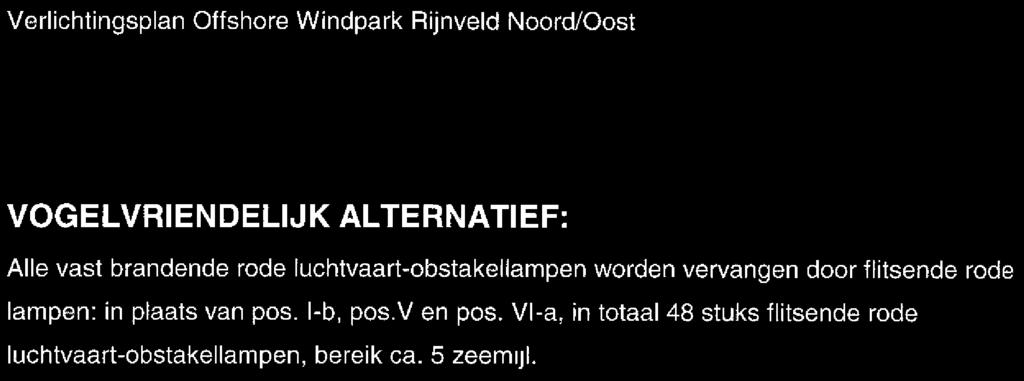 I Verlichtingsplan Offshore Windpark Rijnveld Noord/Oost VOGELVRIENDELIJK ALTERNATIEF: Alle vast brandende rode luchtvaart-obstakellampen worden vervangen