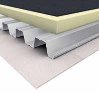 0 Onder een plaatstalen dak, geïsoleerd met PUR, worden rechtstreeks in de staalplaat PROMATECT -00 platen x 0 mm bevestigd. 00.8k.
