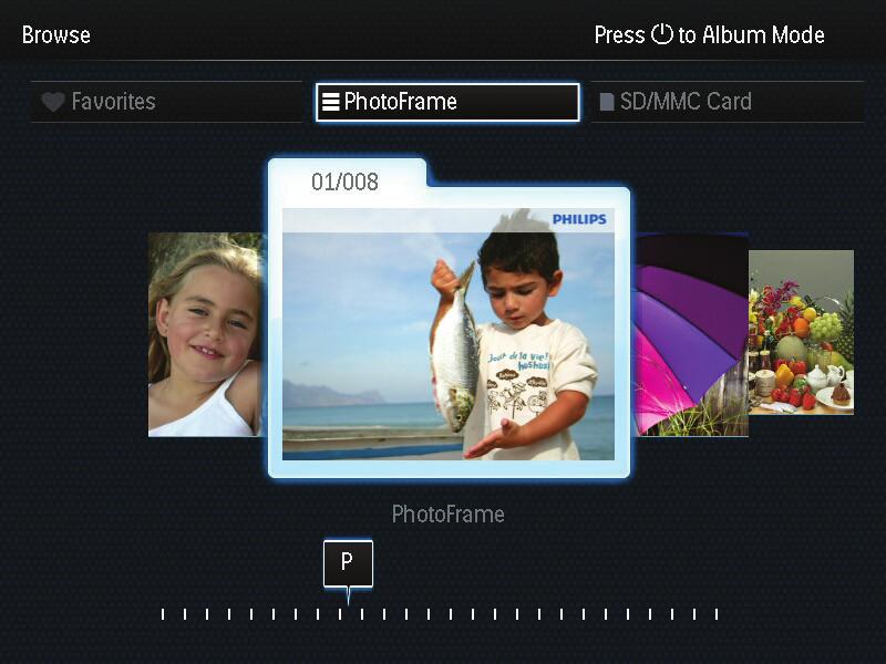 5 Bladeren Door albums en foto's bladeren U kunt door albums en media bladeren en deze beheren in carrouselmodus of albummodus. Carrouselmodus: 3 Geef foto s weer.