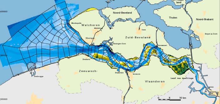 Figuur 3.4a: Estmorf schematisatie voor de Westerschelde. Figuur 3.