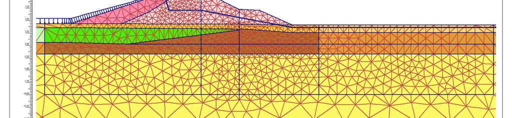 4.1.2 Kiezen type element in relatie tot de laagopbouw De Plaxis-mesh is opgebouwd uit 15-knoops elementen. Hierbij is een gemiddelde meshfijnheid aangehouden.