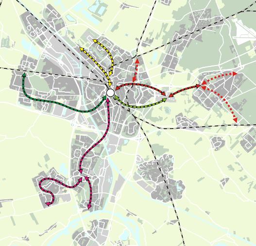 2.2 De contouren van het tramnetwerk Beslispunt 2: In het rapport ligt de prioriteit bij de radiale tramlijnen (van en naar Utrecht CS / de OVT) met een doorkijk naar mogelijke tangentiële