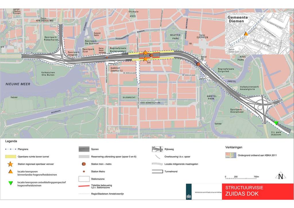 Afbeelding 4 Openbaar vervoer voorzieningen rond station Amsterdam Zuid (uitsnede kaart Structuurvisie Zuidasdok) De referentiesituatie (2030) De referentiesituatie is de situatie die ontstaat in het