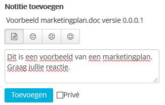 Hoofdstuk: Deelnemen aan projecten Het getal (x) achter Notitiefeedback geeft aan hoe vaak er feedback op de notitie is gegeven. 8.