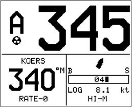 Voorbeelden van display beelden: STANDBY Non-Follow up besturing mode AUTO mode Koers houden met roer Koers houden met roer en boegschroef NOOT!