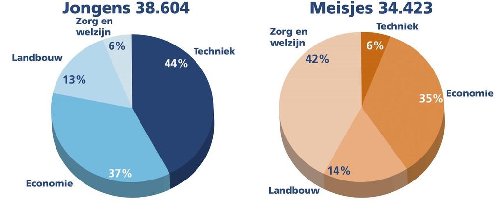 Vmbo-leerlingen verdeeld over de sectoren