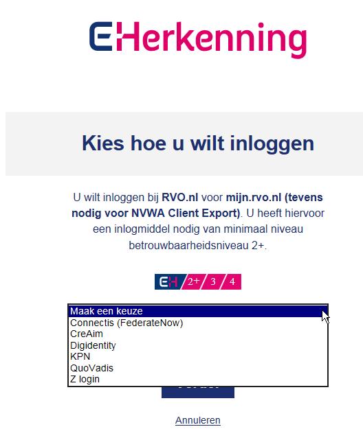 Log in via de EHerkenning.