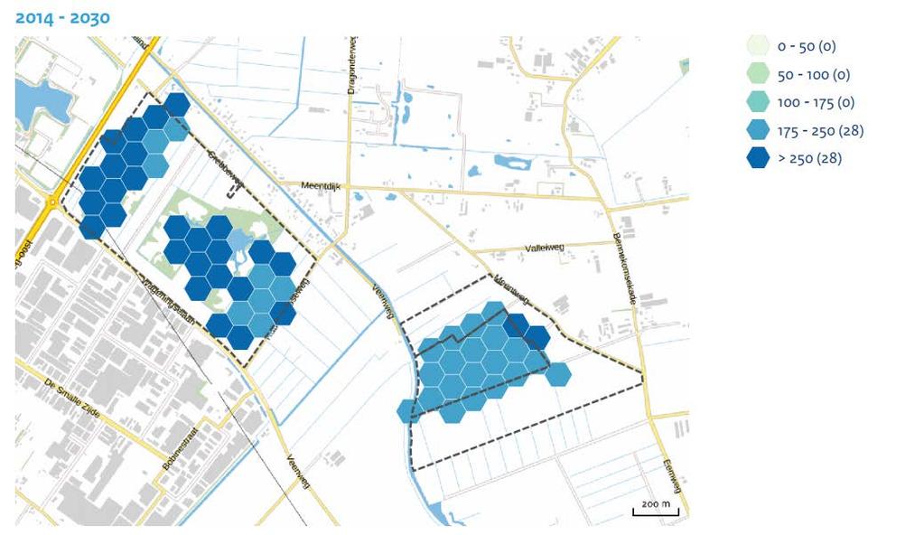 Afbeelding 7: Verwachte daling van de stikstofdepositie ten opzichte van de huidige situatie (Aerius Monitor 15) Afbeelding 7 geeft de ruimtelijke gevolgen van de daling weer voor Binnenveld.