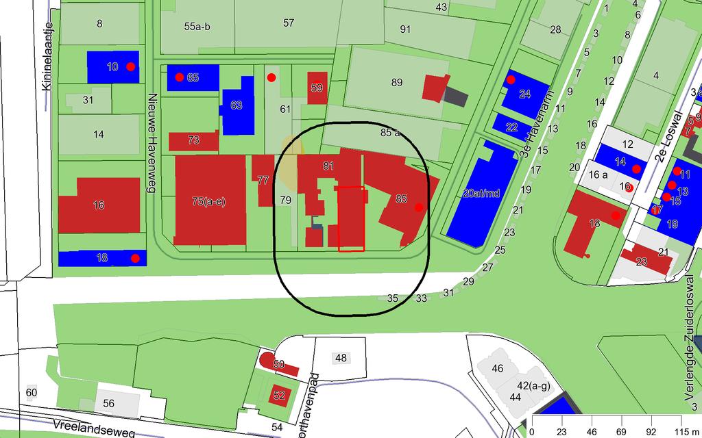 Nieuwe Havenweg 81 te Hilversum Bodeminformatie Legenda Geselecteerde locatie 50-meter straal Percelen Onderzoeken Verontreinigingscontouren