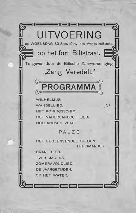 1884-2009: 125 jaar Zang Veredelt 1885 vond de eerste openbare uitvoering plaats in een lokaal van de Tuinstraatschool. Het koor had vanaf het begin veel belangstelling onder de Biltse bevolking.