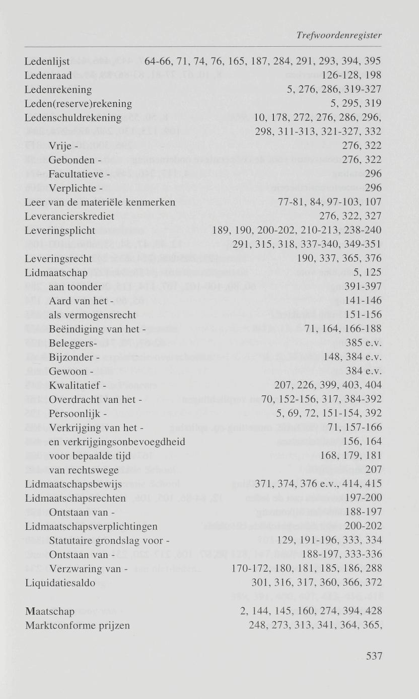 Ledenlijst 64-66, 71, 74, 76, 165, 187, 284, 291, 293, 394, 395 Ledenraad 126-128, 198 Ledenrekening 5,276,286,319-327 Leden(reserve)rekening 5, 295, 319 Ledenschuldrekening 10, 178, 272, 276, 286,