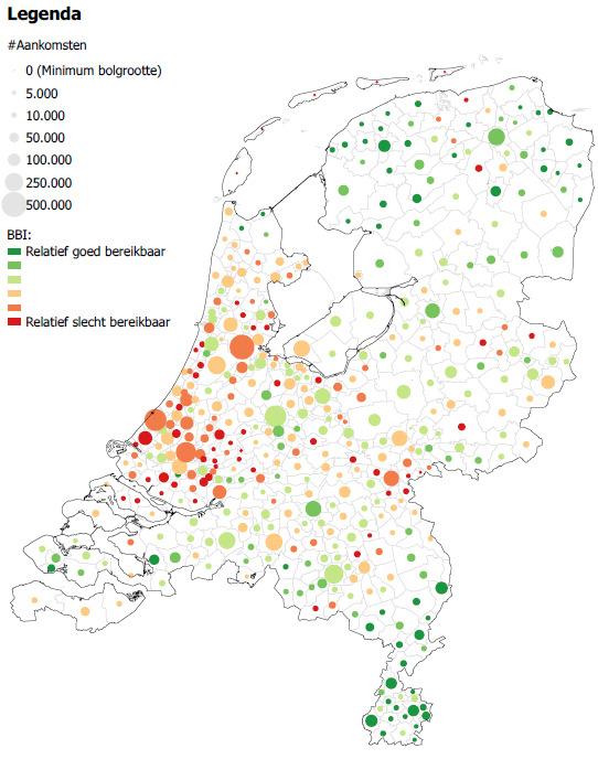 5.7 Bereikbaarheidsindicator De Bereikbaarheidsindicator (BBI) is een indicator die de relatieve bereikbaarheidskwaliteit van een gebied/gemeente inzichtelijk maakt. De BBI is aangekondigd in de SVIR.