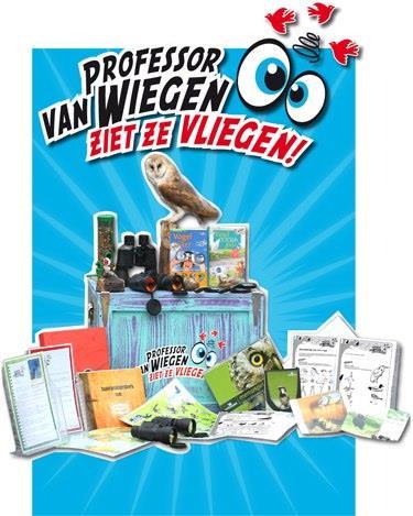 Professor van Wiegen ziet ze vliegen De leerlingen krijgen van Professor van Wiegen een brief met daarin de vraag of ze hem willen helpen bij het afronden van zijn vogelonderzoek. Hij stuurt ze o.a. een opgezette vogel, verrekijkers, boeken en een geheimzinnig aantekeningenboekje!