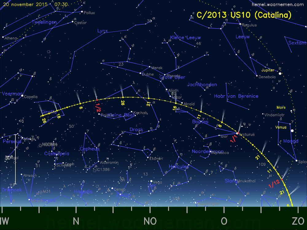 KOMEET C/2013 US10 (CATALINA) MET HET BLOTE OOG TE ZIEN Ho, ho, ho, niet meteen naar buiten rennen om dat te willen zien. Met het blote oog en met het blote oog zijn er wel twee.