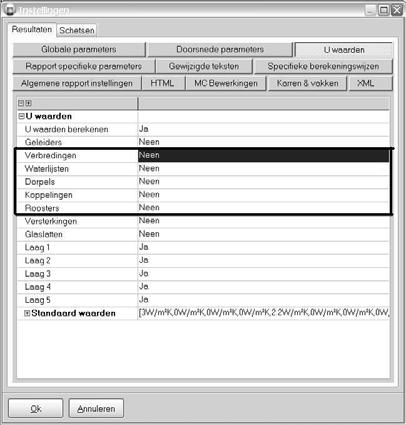 Vink de optie Resultaten doorsturen naar XML aan indien u wenst dat de gerekende resultaten automatisch worden doorgestuurd naar XML.