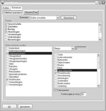 Kleuromschrijving onderdelen tonen op schetsen (TOM 2243) Mogelijkheid voorzien om op schetsen (zowel op rapporten als Editor schets) niet alleen de kleurcode maar ook de kleuromschrijving van