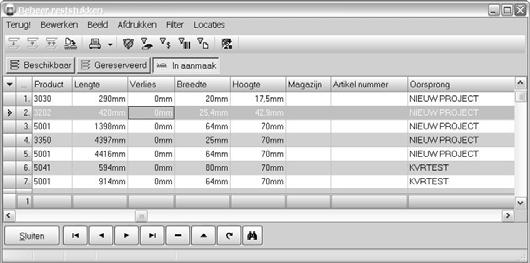 Module reststukken: bruikbare lengte reststukken Voortaan kan ook voor reststukken de bruikbare lengte worden gedefinieerd.