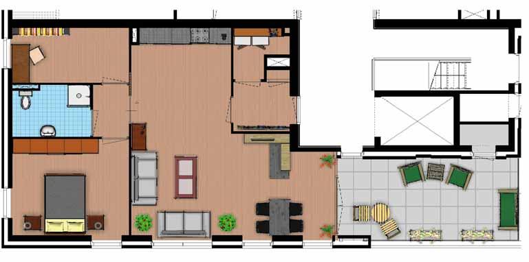 Woningtypen en woningkenmerken Type B1 1 e verdieping Van type B1 worden 2 appartementen gerealiseerd Oppervlakte ca.