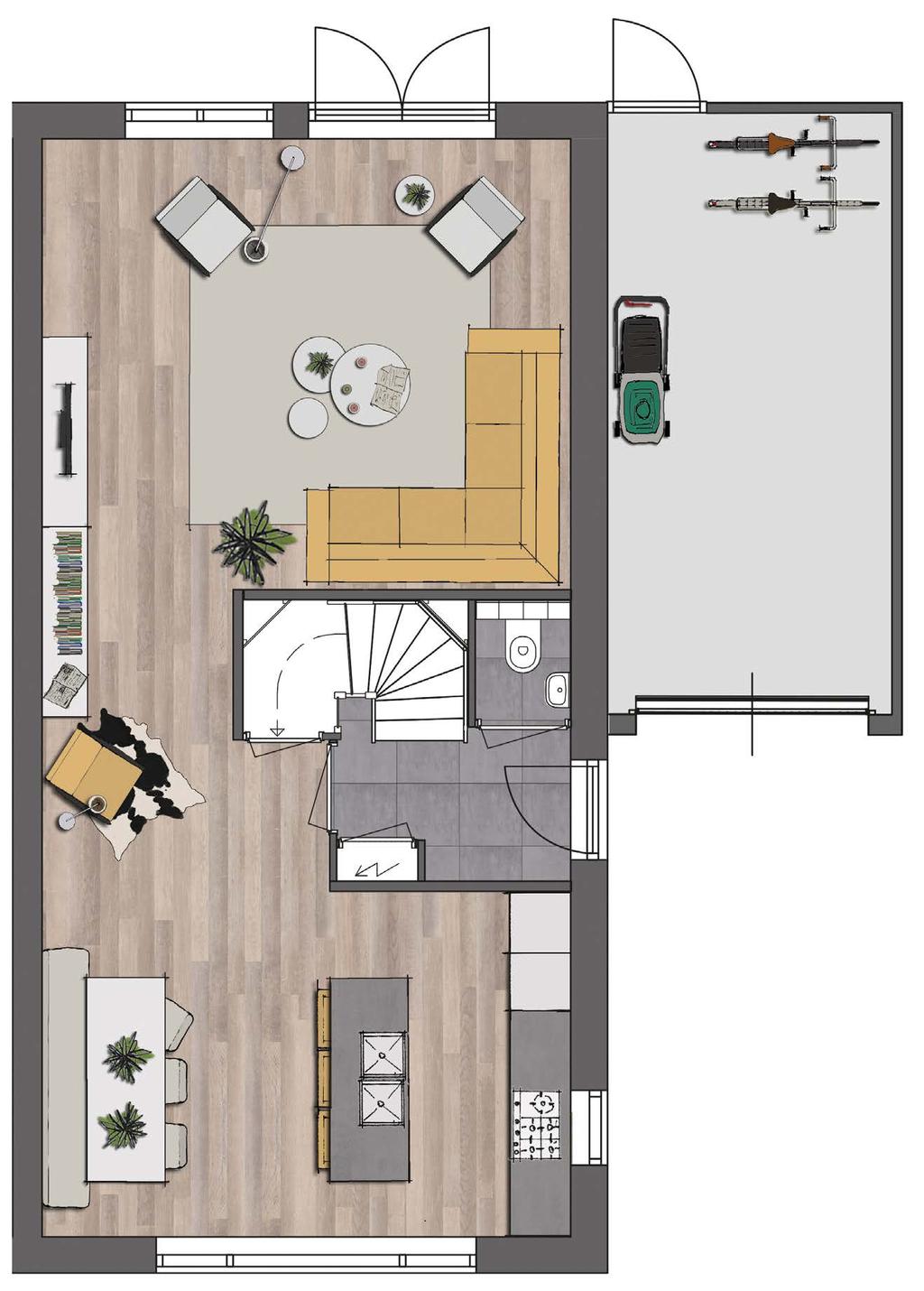 De woning is daarnaast op de begane grond standaard al 1,20 meter verlengd, waardoor de woning op de begane grond 10,70 meter diep is. Hierdoor ontstaat direct al een zeer ruime woonkeuken.