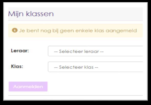 Leerlingen koppelen zich aan uw klas: Wanneer leerlingen nu inloggen met hun school Entree account zien zij uw naam bij de optie leraar staan.