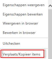40 5 Microsoft Office integratie Verplaatsen/kopiëren is ook beschikbaar via het contextmenu van het bestand of item: 5.6.2 Bestanden verwijderen via de knop Verwijderen 1.