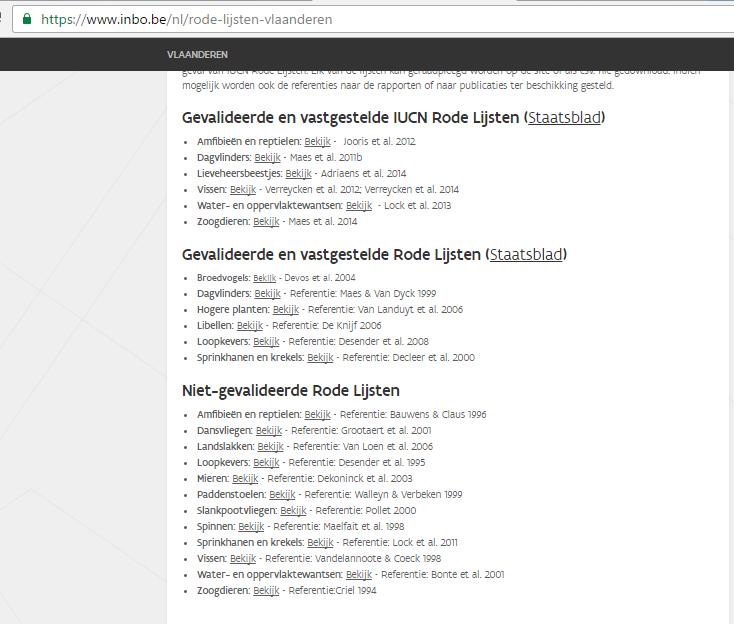 Luik 2: Inventarisatie en registratie INBO coördineert soorteninventarisatie in het raam van toezicht op staat van instandhouding Vaststelling rode lijsten door minister / om de 10 jaar te evalueren