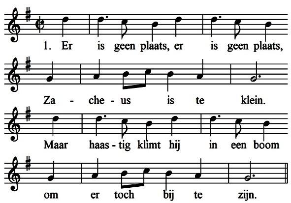 DIENST VAN HET WOORD Gebed van de zondag Voor de kinderen Lezing: Lucas 19 : 1-10 Wij zingen met de cantorij Er is geen plaats (186) Allen (inclusief cantorij) melodie A; Cantorij melodie B A: B: