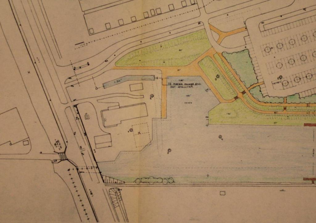 Figuur 3.2. Tekening uit het archief 0484-02/8633 van de werkzaamheden aan de Wennetjessloot, zoals voorgenomen in 1975. (Bron: Haags Gemeentearchief.