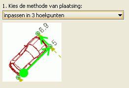 5.1.7. Op basis van 3 hoekpunten Plaats een voertuig door 3 posities aan te duiden: 1. een hoekpunt achteraan 2. het overeenkomstige hoekpunt vooraan 3.