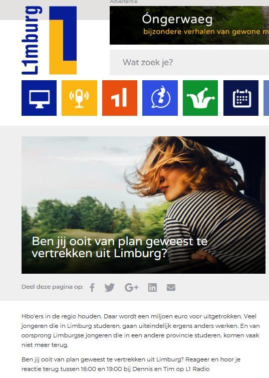 L1 (2017). Ben jij ooit van plan geweest te vertrekken uit Limburg.