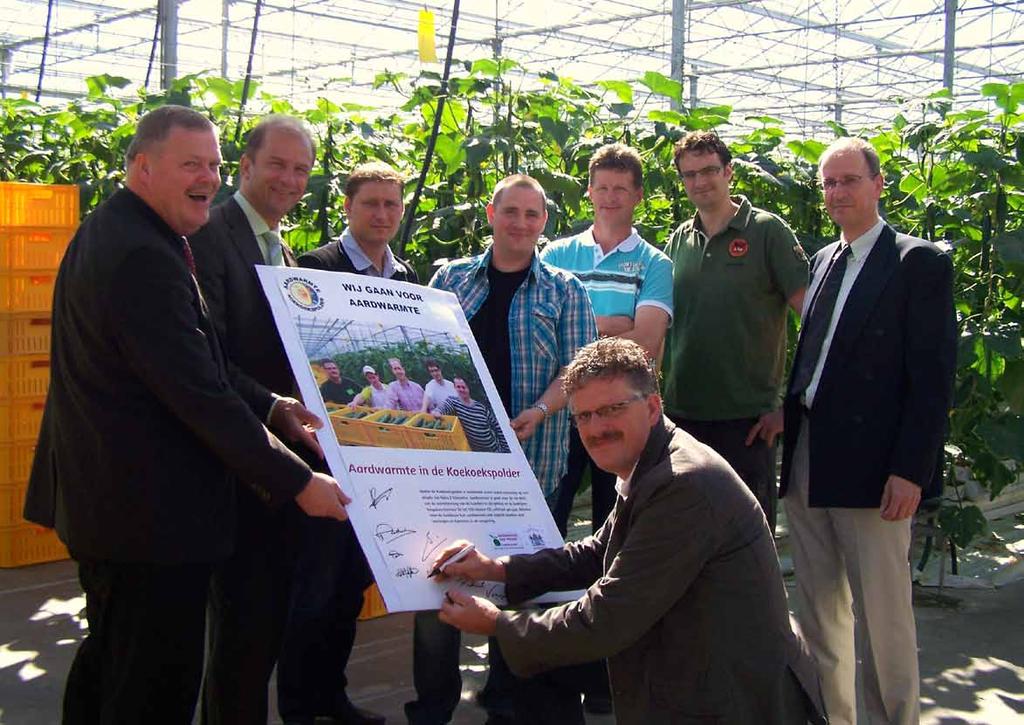 Oprichting eerste Aardwarmtecluster BV, Wethouder Pieter Treep, gedeputeerde Theo Rietkerk, Richard Wezenberg, Richard