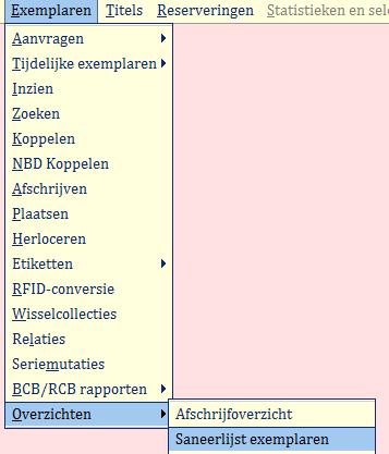 Saneerlijsten In plaats van te controleren of alle boeken in de kast staan is het handiger om na een langere periode (b.v. een schooljaar) te kijken welke boeken er in die periode niet zijn geleend.