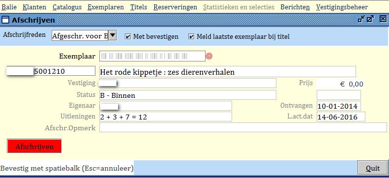 Om boeken af te schrijven dient u ingelogd zijn met de code voor het koppelen.