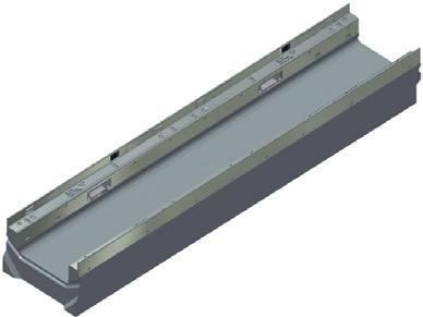 AQUAFIX FASERFIX SUPER KS 100, elementen. Glasvezel versterkte betonnen goot met geïntegreerde verzinkt. Type 01005. 500 160 214 21,5 56 8050 * Gatafstand: 100 mm van gatmidden (DN100) tot gooteinde.