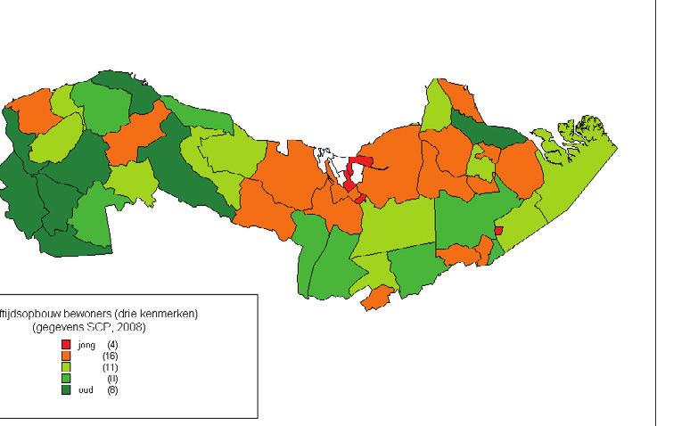 Figuur 8 De sociaal-economische positie van de bewoners van de rurale viercijferige postcodegebieden in Zeeuws-Vlaanderen Figuur 9 De leeftijdsopbouw van de bewoners van de rurale viercijferige