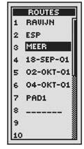 toe aan een bestaande route: 1. Markeer en selecteer ROUTES op de pagina Nav Data.