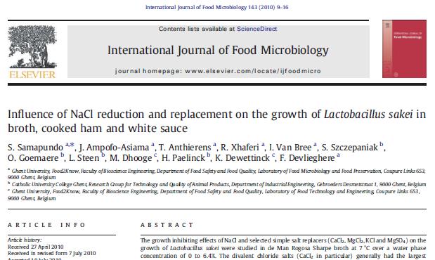 4. Speelt het type zout een rol bij een zelfde wateractiviteit? Invloed van het type zout op de groei van Lactobacillus sakei in een lab medium 0.5 15 specific growth rate (d - 1 ) 0.45 0.4 0.35 0.
