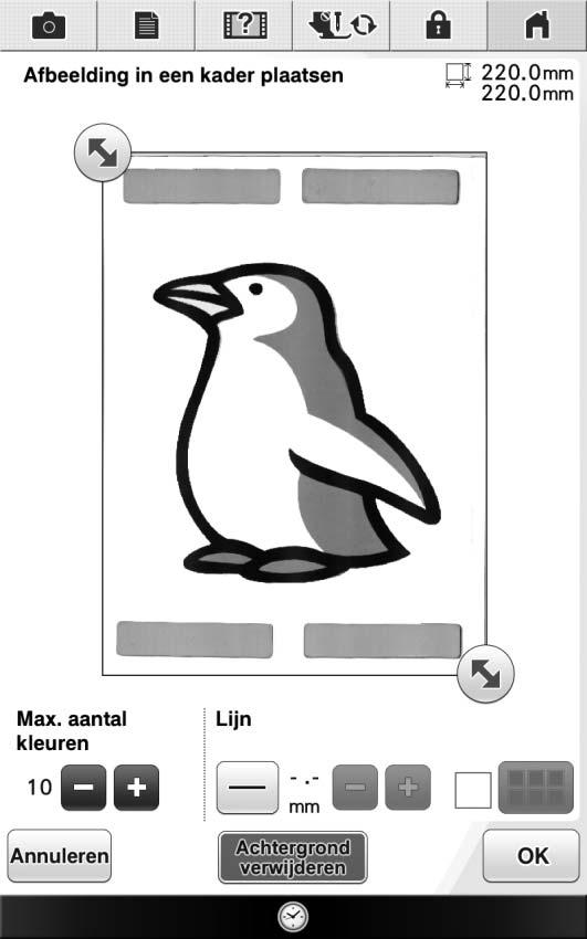 ILLUSTRATIESCAN c Als het scnnen klr is, geeft u de nodige instellingen op in het scherm voor de controle vn de scnfeelding.