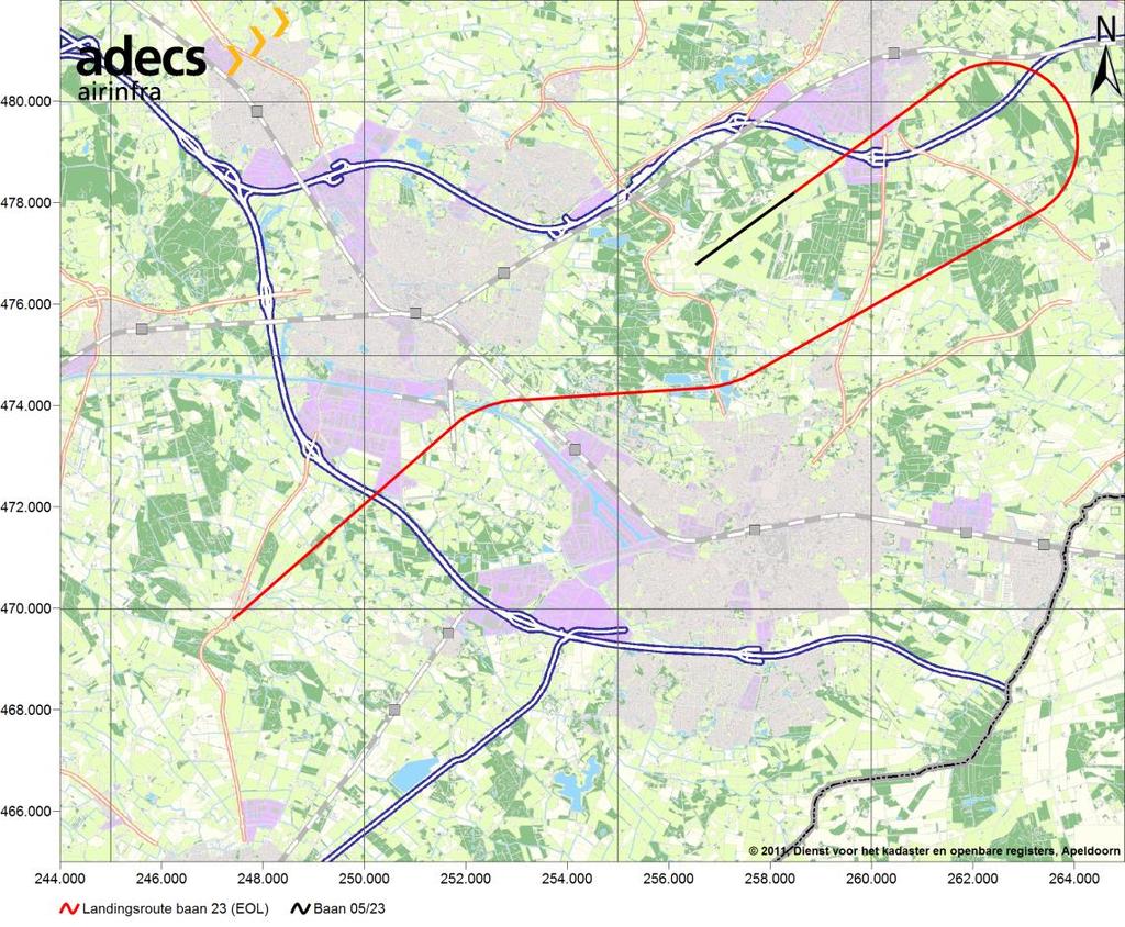 Figuur 20 Landingsroutes VFR groot verkeer