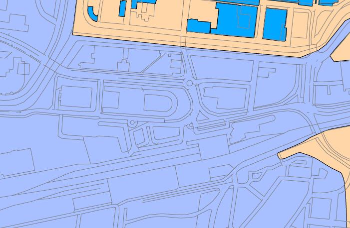 Uitsnede van de archeologische waardekaart gemeente Leeuwarden. In de rode cirkel het plangebied. Blauw = lage archeologische verwachtingswaarde.