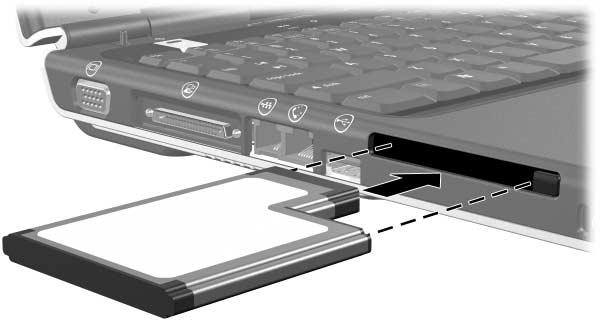 Upgrades en vervanging van hardware 1. Houd de ExpressCard met het label naar boven, terwijl de connectoren naar de computer zijn gericht. 2.