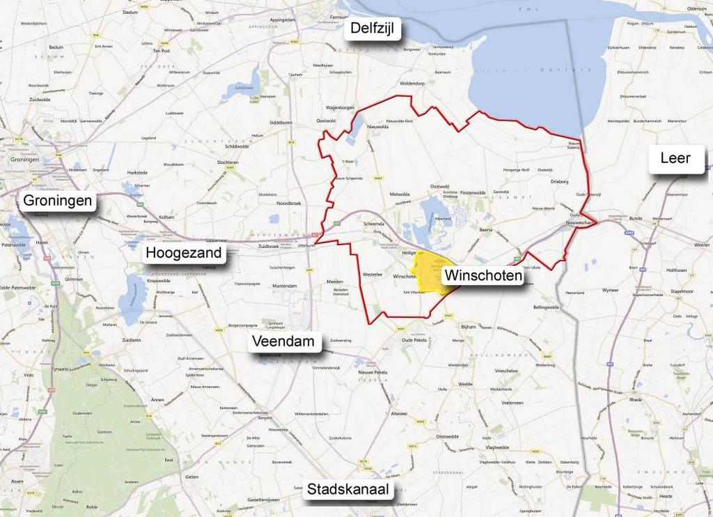 3. Vraagzijde Winschoten 3.1 Huidige bevolkingsgegevens Winschoten is de hoofdkern van de gemeente Oldambt en ligt in het oosten van de provincie Groningen.