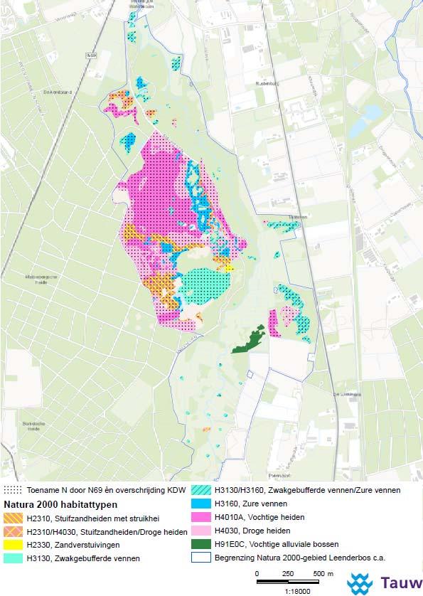 7.11 Deelgebied J Malpie In het deelgebied Malpie ondervinden de volgende habitattypen effecten: H2310 (in dit deelgebied alleen aanwezig als zoekgebied ZGH2310), H2310/H4030 (in dit deelgebied