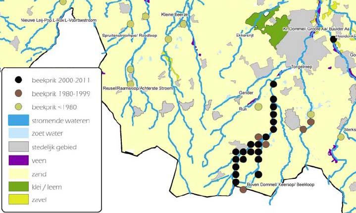 Binnen het Natura 2000-gebied komt de beekprik voor in het gehele traject van de Keersop (Noordijk et al, 2010; Ottburg & Henkens, 2012; Spikmans et al., 2013; zie Figuur 6.4).