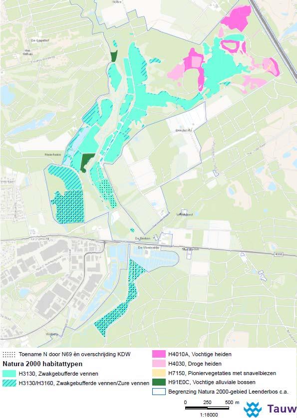 7.3 Deelgebied B Visvijvers In het deelgebied Leenderbos Laagveld ondervinden de volgende habitattypen effecten van de nieuwe weg: H3130 en H3130/H3160 (in dit deelgebied uitsluitend in de vorm van