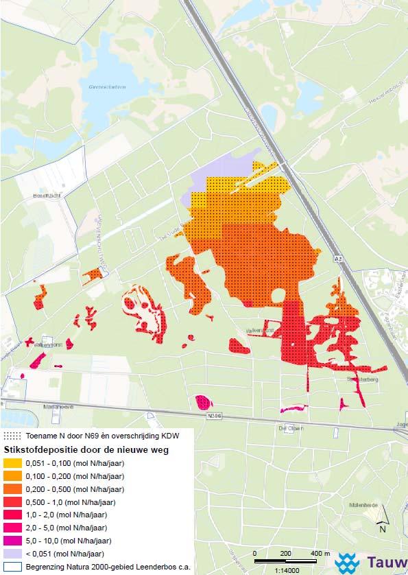 7.4 Deelgebied C Valkenhorst In het deelgebied Valkenhorst ondervinden de volgende habitattypen effecten van de nieuwe weg: H2310 (inclusief zoekgebied ZGH2310), H3130, H3130/H3160 (in dit deelgebied