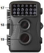 PIR-sensor Voeding Voor gebruik, installeer 4x of 8x AA batterijen* 1,5V (*meegeleverd) volgens de juiste polariteit. Open de camerabehuizing en verwijder het batterijdeksel.