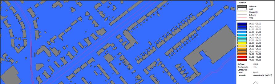 Figuur 3: Concentraties fijn stof in 2010 in en nabij het plangebied Beoordeling van de toelichting op het bestemmingsplan De toelichting op het bestemmingsplan geeft aan dat de ontwikkeling van de 7